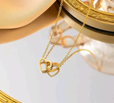 New Double Love Stainless Steel Necklace