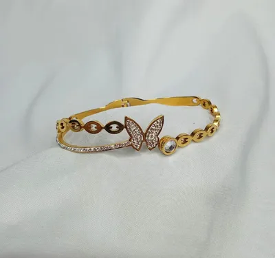Crystal Butterfly Stainless Steel Bangle Bracelet