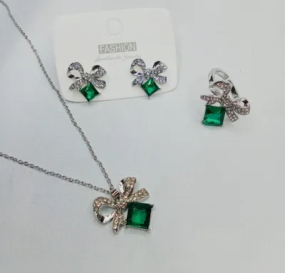 Gorgeous Square Cubic Zirconia Bowknot Jewelry Set ( 4 Pcs )