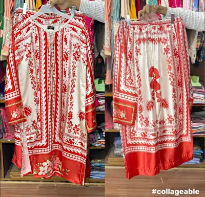 Pakistani Original Stitched Silk Co-ords 2 Pcs _ Off White 