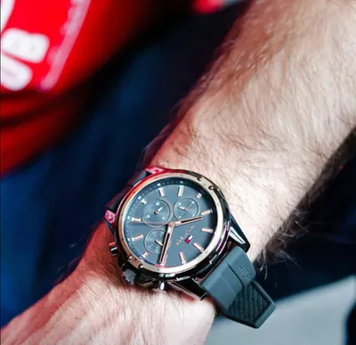 TOMMY HILFIGER MASON MULTI-DIAL GREY SILICONE MEN'S WATCH