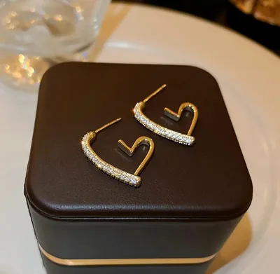 Trendy Crystal Hollow Big Heart Earrings