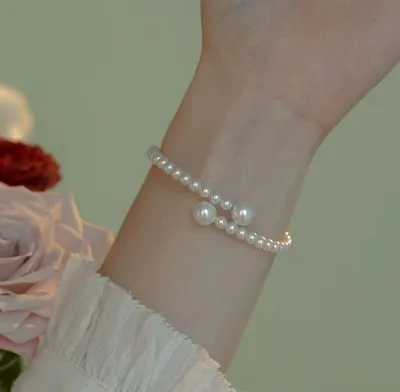 Delicate Pearl Design Cuff Bracelet