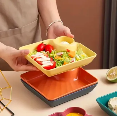 4 Pcs Square Serving Plate  With Saucer