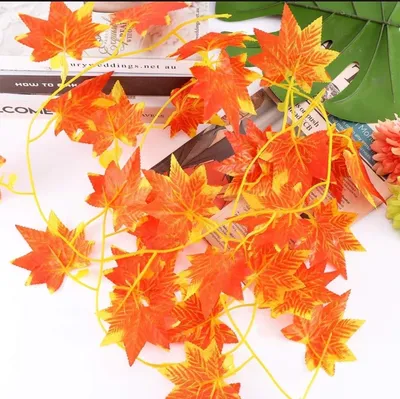 Artificial Fall Maple Leaf With LED String Lights