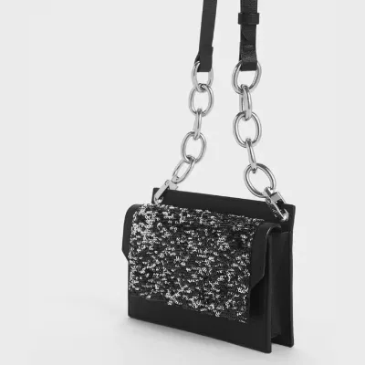 Charles&Keith Eyelet Embossed Sequin Push Lock Clutch