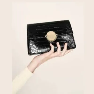 Charles & Keith Croc-Effect Chain Link Crossbody Bag