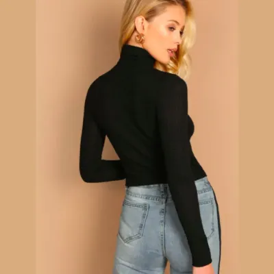 SHEIN Ribbed Turtle Neck Long Sleeve Top (M)