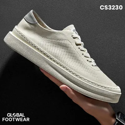 Genuine Leather Men's Hollow White Casual Shoes