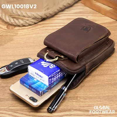 Genuine Leather Captain Cow mobile phone multi-function waist bag