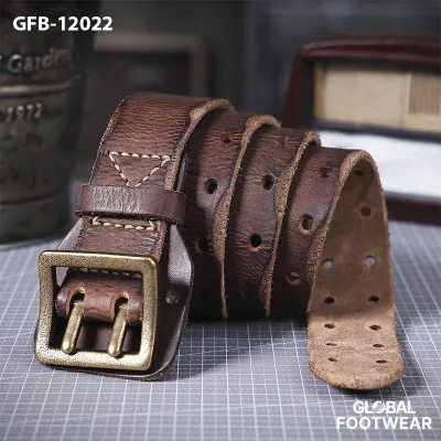 Handmade Copper Buckle Double Pin Men's Belt