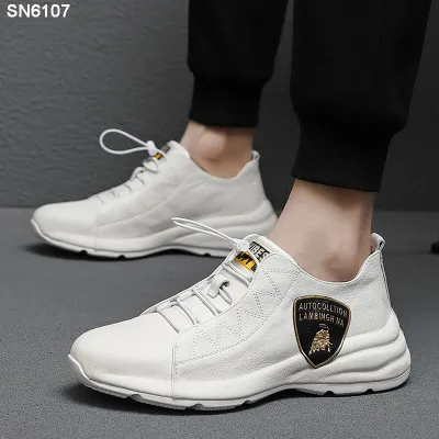 Genuine Leather Breathable Bottom plate Sneakers