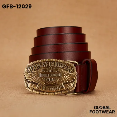 Pure Copper Plate Buckle Men's Genuine Leather Belt