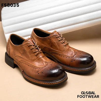 Vintage British Low-Top Genuine Leather Round Toe Derby Formal Shoes