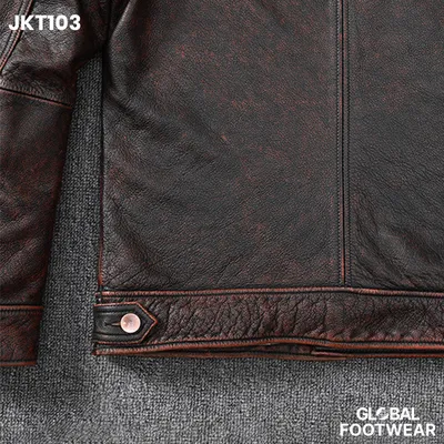 American style Denim first layer cowhide stone mill jacket