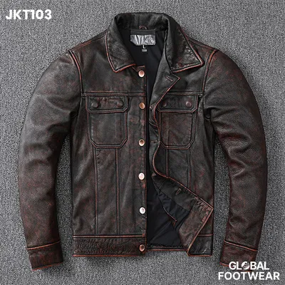 American style Denim first layer cowhide stone mill jacket