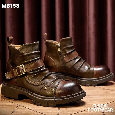 Handmade British Style Zipper Punk Men's Martin  Boots