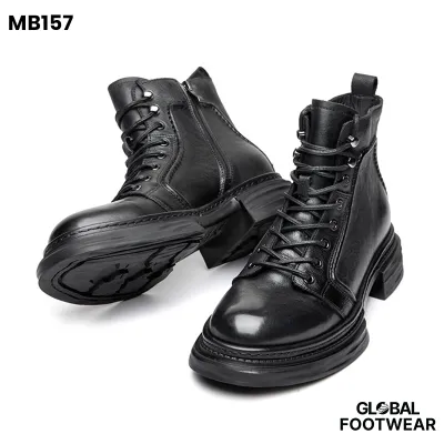 Vintage Style Thick Bottom Genuine Leather Zipper High-Top Martin Boots