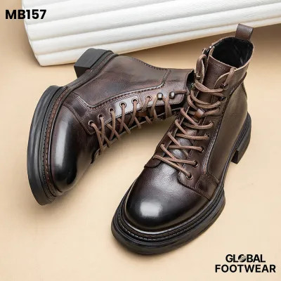 Vintage Style Thick Bottom Genuine Leather Zipper High-Top Martin Boots