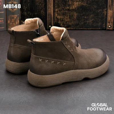 Genuine Leather Winter fleece-lined Mid-Top Martin Boots