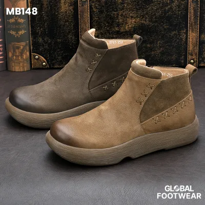 Genuine Leather Winter fleece-lined Mid-Top Martin Boots