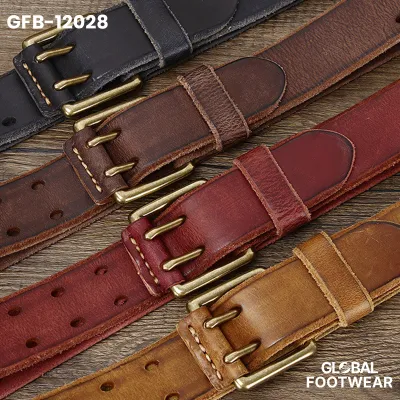 Casual Retro Punch Free Buckle Glaze Cowhide Lazy Belt