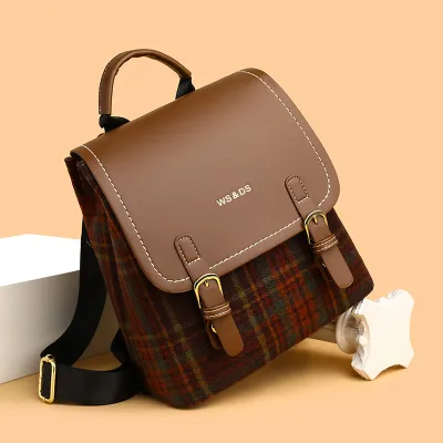 Woolen Plaid Backpack