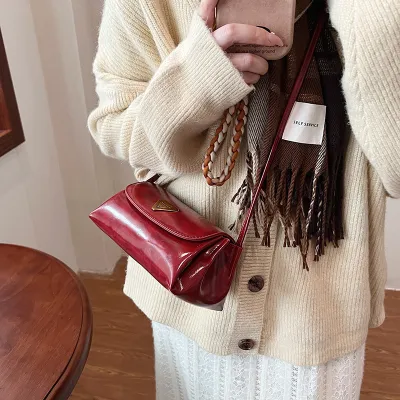 Wax Leather Baguette Bag