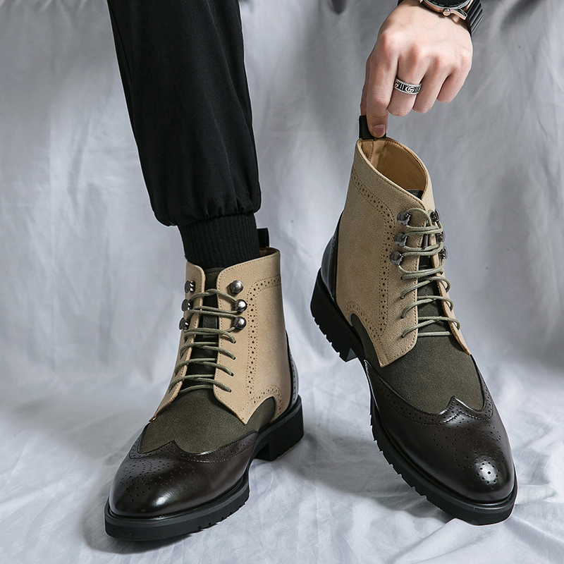 MEN’S POINTED LACE UP HIGH TOP BOOTS