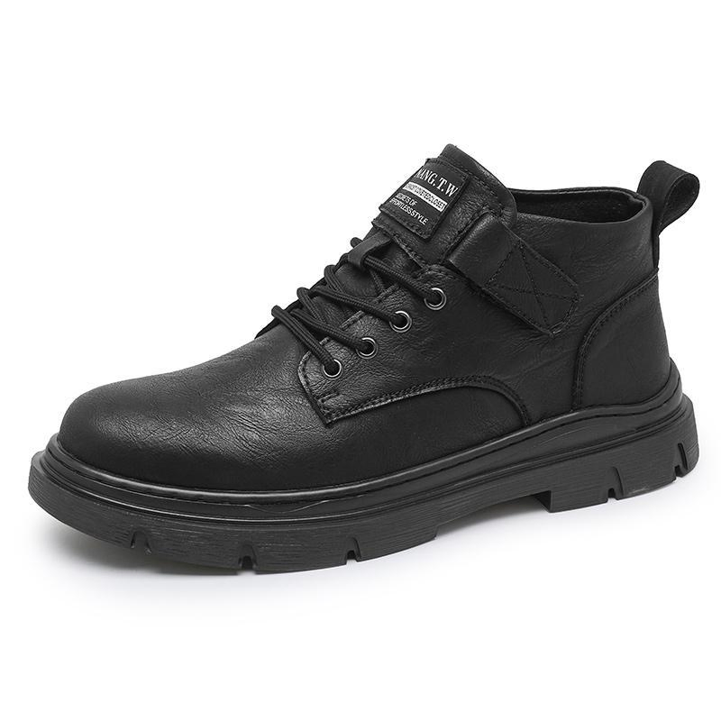 GENUINE LEATHER MID-TOP BRITISH STYLE MARTIN BOOTS 