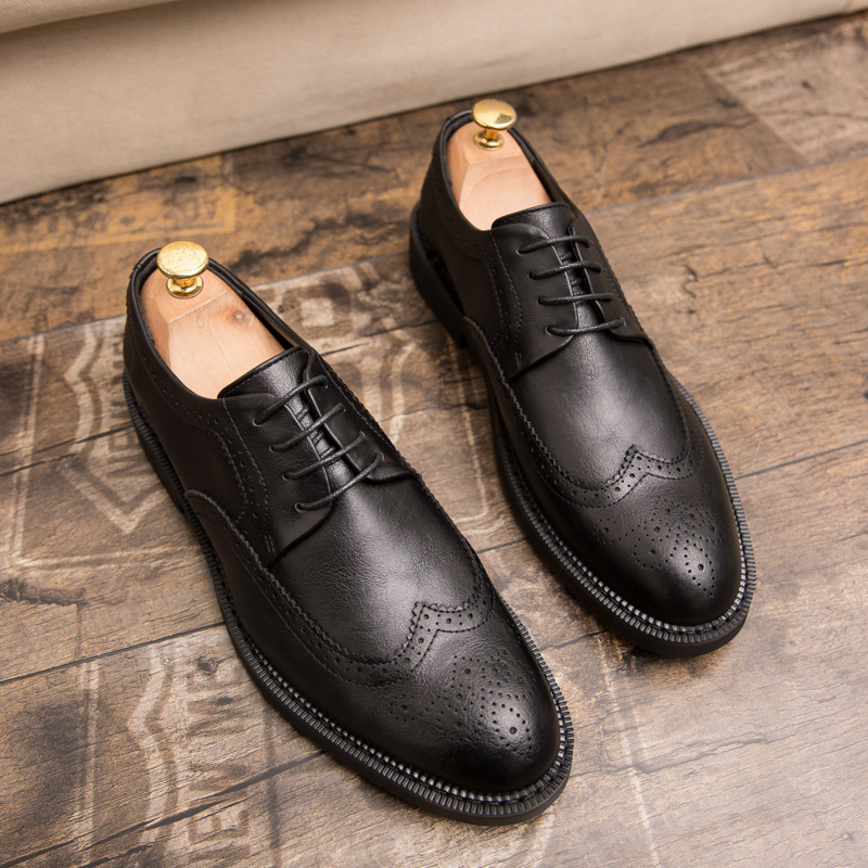  BREATHABLE PREMIUM LEATHER CARVED POINTED FORMAL SHOES