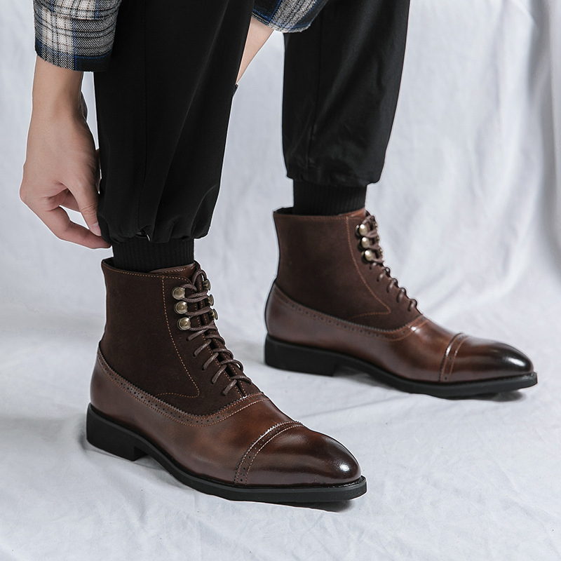 GENUINE LEATHER POINTED MARTIN BOOTS FOR MEN