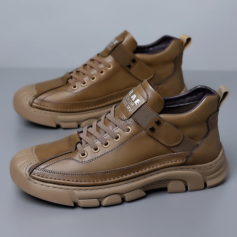 GENUINE LEATHER HIGH TOP LEISURE SHOES