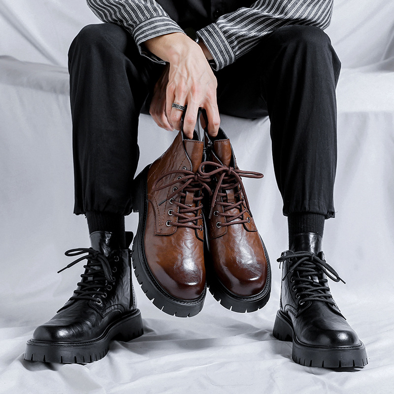 MEN'S BRITISH STYLE MID-TOP LEATHER SHOES