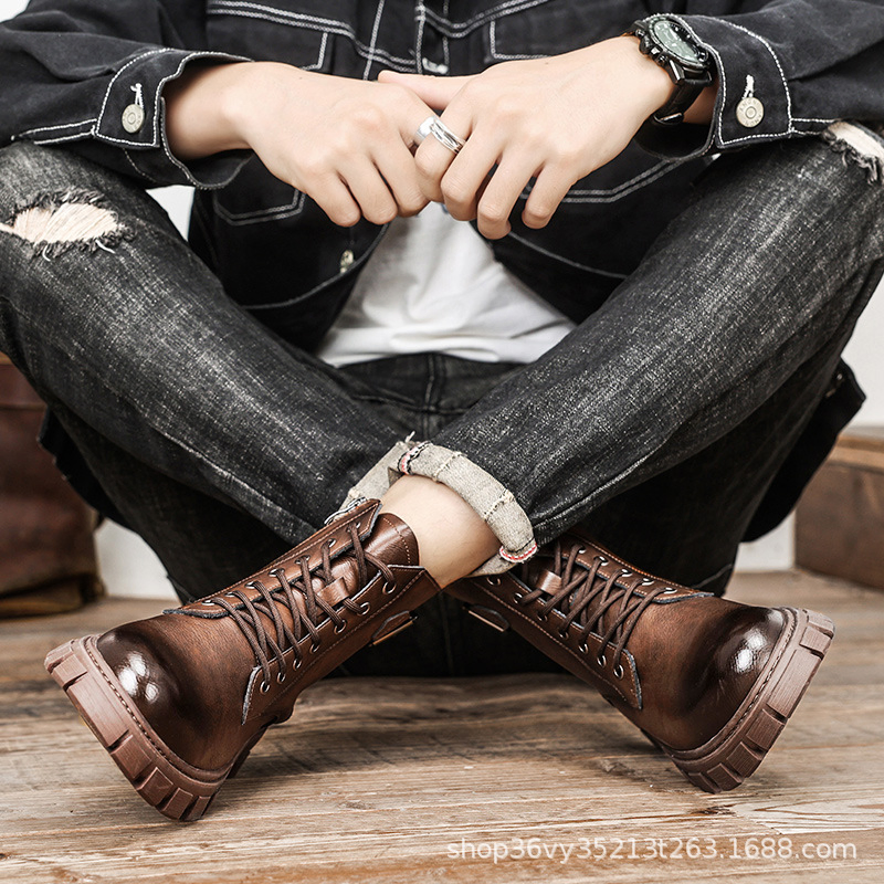 GENUINE LEATHER OUTDOOR WORK TRENDY MEN'S COOL BOOTS