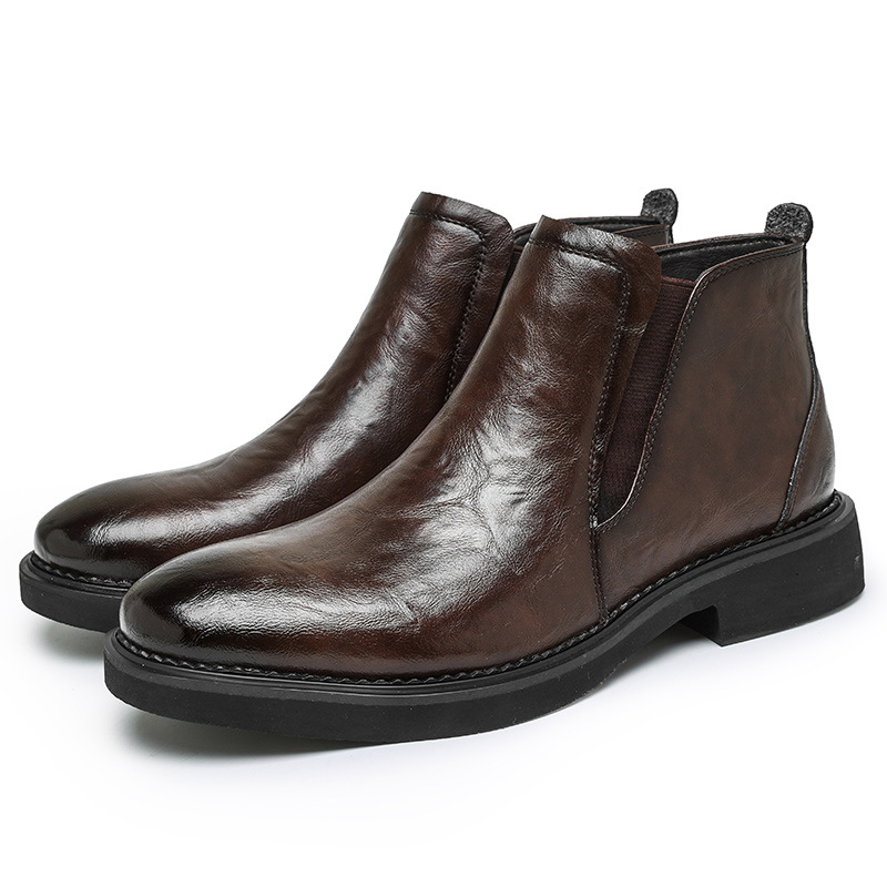 MEN'S WINTER NEW BRITISH STYLE GENUINE LEATHER CHELSEA BOOTS