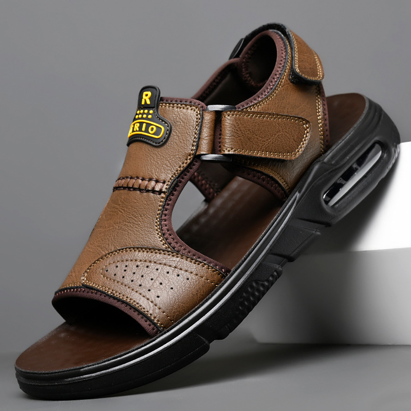 NEW STYLE VELCRO CASUAL COWHIDE SANDALS