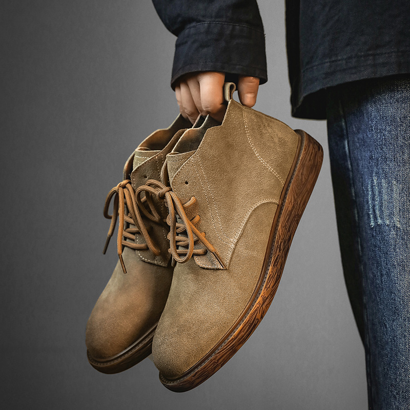 GENUINE LEATHER RETRO BRITISH AMERICAN DESERT SHORT BOOTS