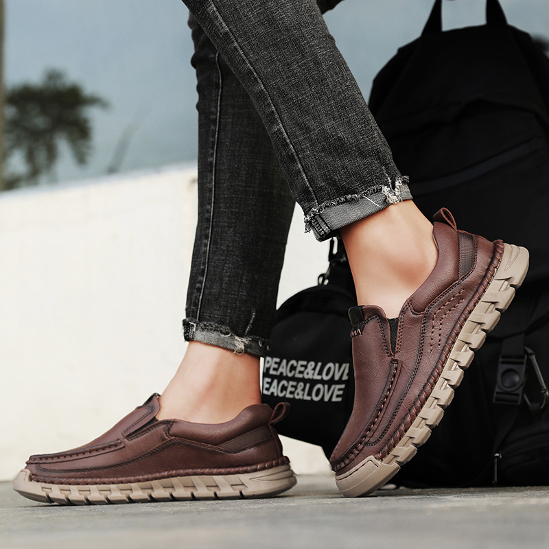 GENUINE LEATHER FASHIONABLE SLIP-ON COMFORTABLE DRIVING SHOES