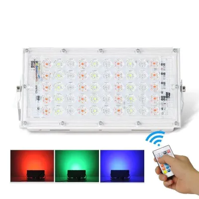 RGB LED Flood Light- Remote Controlled IP66 Waterproof Landscape & Outdoor Lighting (50W, AC220V)