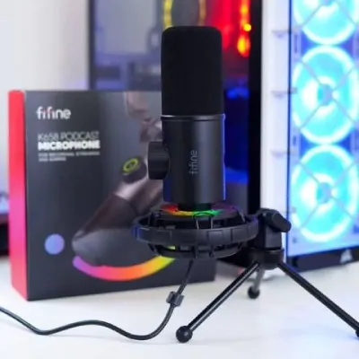 FIFINE K658 USB Dynamic Cardioid Podcast Microphone With A Live Monitoring, Gain Control, Mute Button
