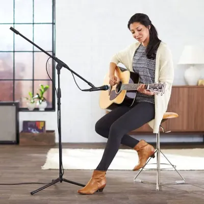 Microphone Floor Stand With Adjustable Two Microphone Holder (LW-38)
