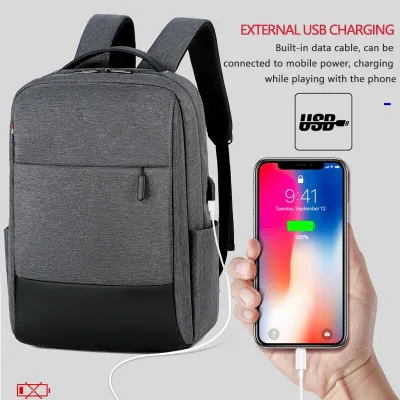Men's Multifunctional Waterproof Backpack for School & Business & Travel (Black/Ash)