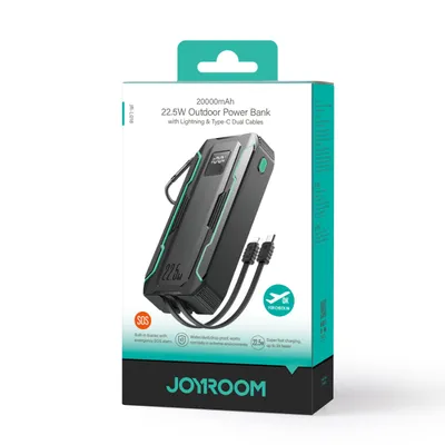 JOYROOM JR-L017 22.5W Power Bank with Built in 2in1 Cables with SOS light 10000mAh