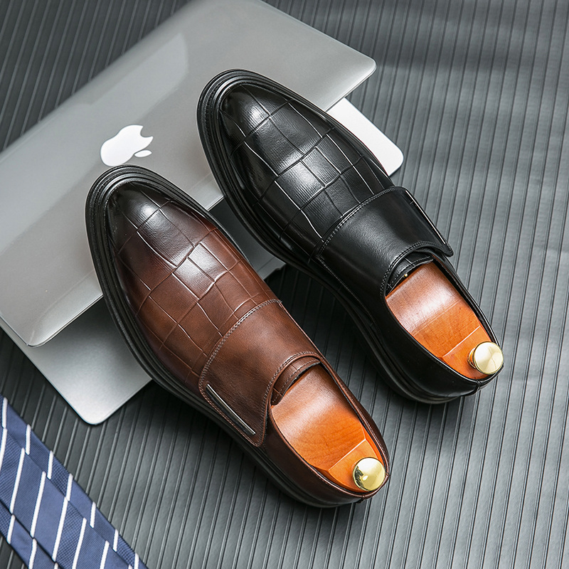 Business Men's Stone Pattern Leather Formal Shoes 