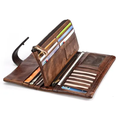 RETRO BRUSHED COWHIDE LONG WALLET GB-8025