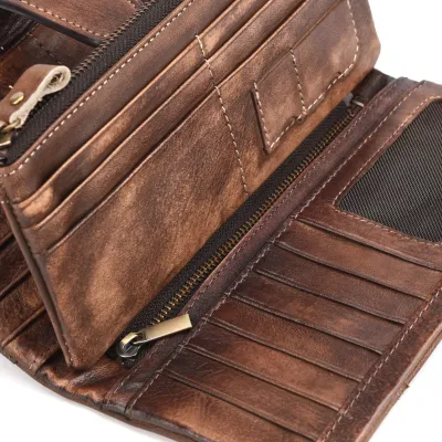 RETRO BRUSHED COWHIDE LONG WALLET GB-8025