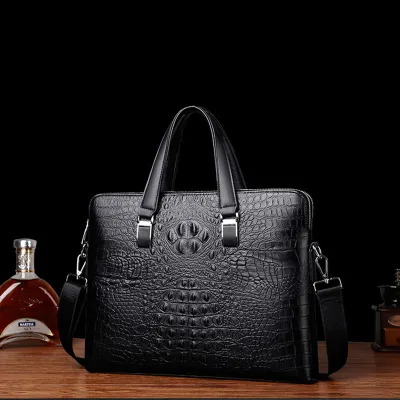 CROCODILE PATTERN DOUBLE ZIPPER BRIEFCASE BAG 1325B