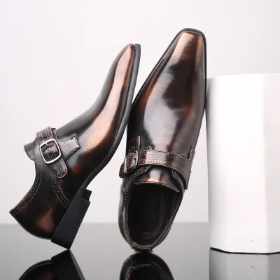 SQUARE HEAD BRITISH BUSINESS LEATHER SHOE 2512bronze