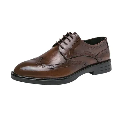 BROGUE GENUINE LEATHER POINTED PRESTIGE SHOE 0026BR